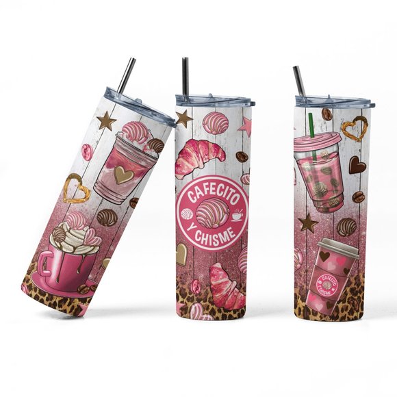 20oz Insulated Tumbler, Cafecito y Chisme, Spanish, Cute - Picture 1 of 8